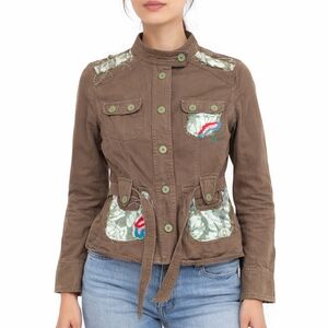 Sharagano Brown Utility Jacket with Embroidery